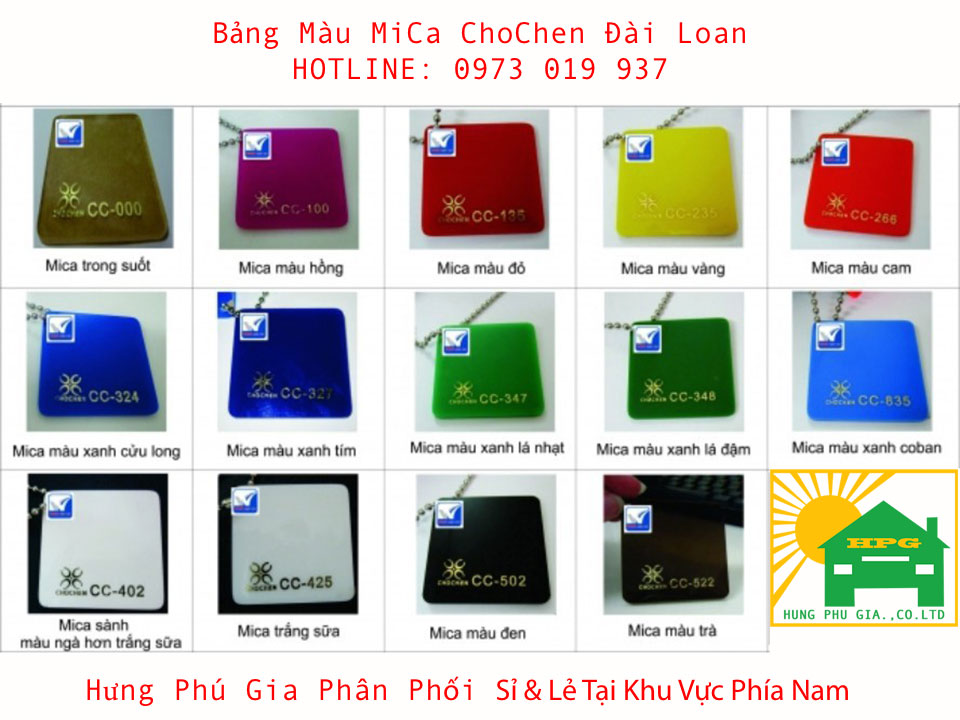 Bảng mã màu Mica ChoChen Đài Loan