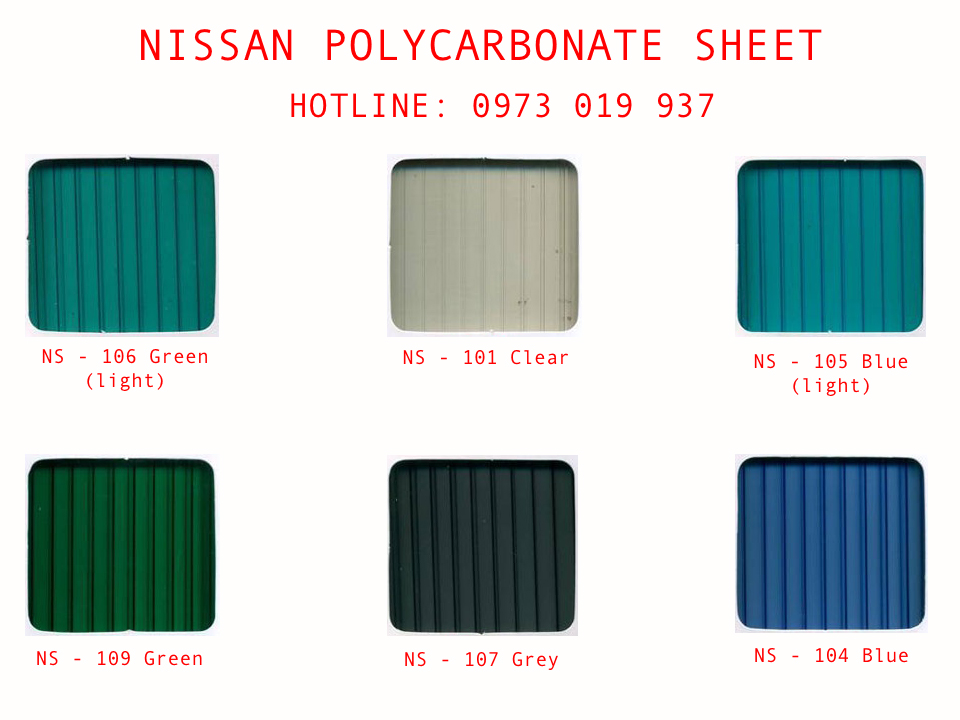 Tấm Polycarbonate Nissan Sheet PC Taiwan rỗng