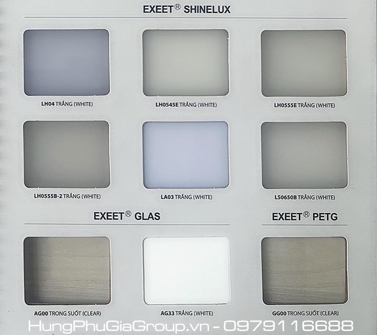Catalogue bảng màu tấm nhựa Polycarbonate tản sáng