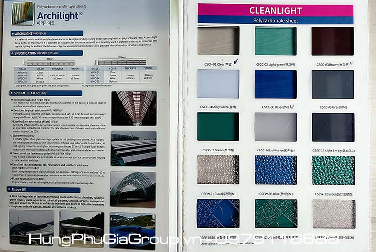 Catalogue tấm Polycarbonate CleanLight 
