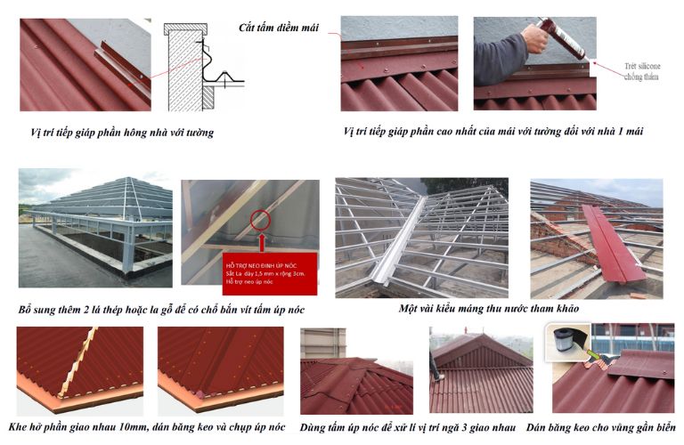 Cách xử lý vị trí tiếp giáp khi thi công tôn Onduline