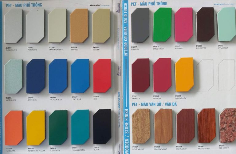 Tấm Alu được thiết kế với nhiều màu sắc khác nhau