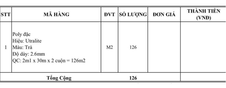 Đơn hàng 2 cuộn poly đặc Utralite màu trà