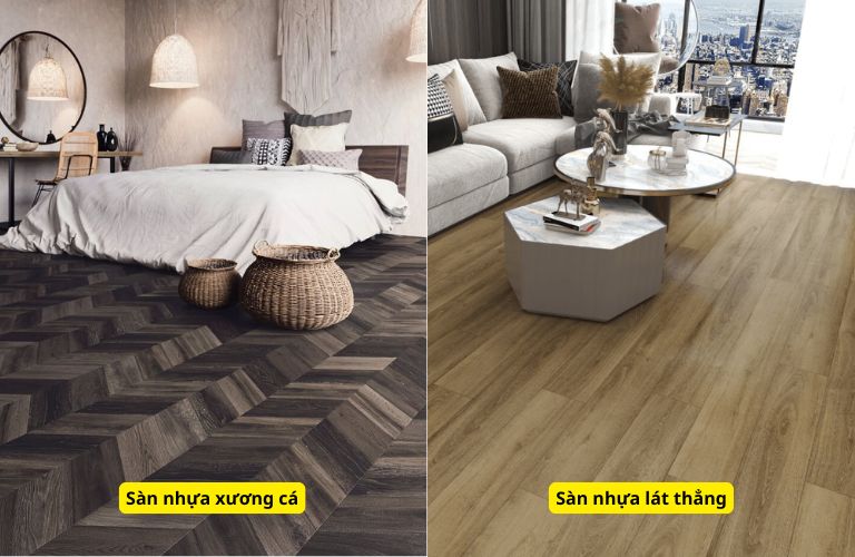 Sàn nhựa xương cá và sàn nhựa lát thẳng